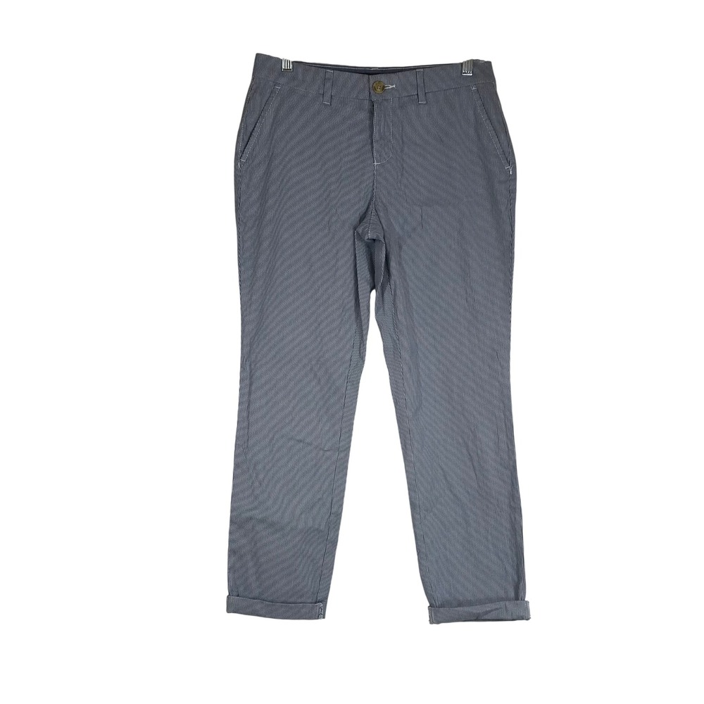 Tommy Hilfiger Womens Blue White Striped Chino Pants Cuffed Straight Leg Size 4‎
